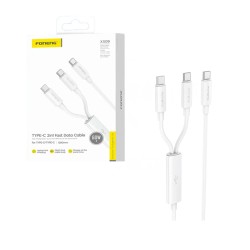 Cabo 2 em 1 Foneng XS09 Tipo-c to (Tipo-c+Tipo-c) 60W 1,2M Branco
